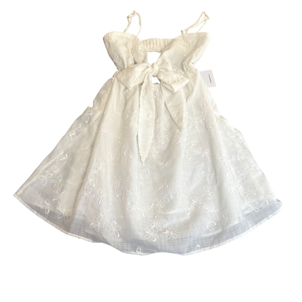 Princess Polly Granno Mini Dress Sz 0 White Floral Embroidery Babydoll Boho